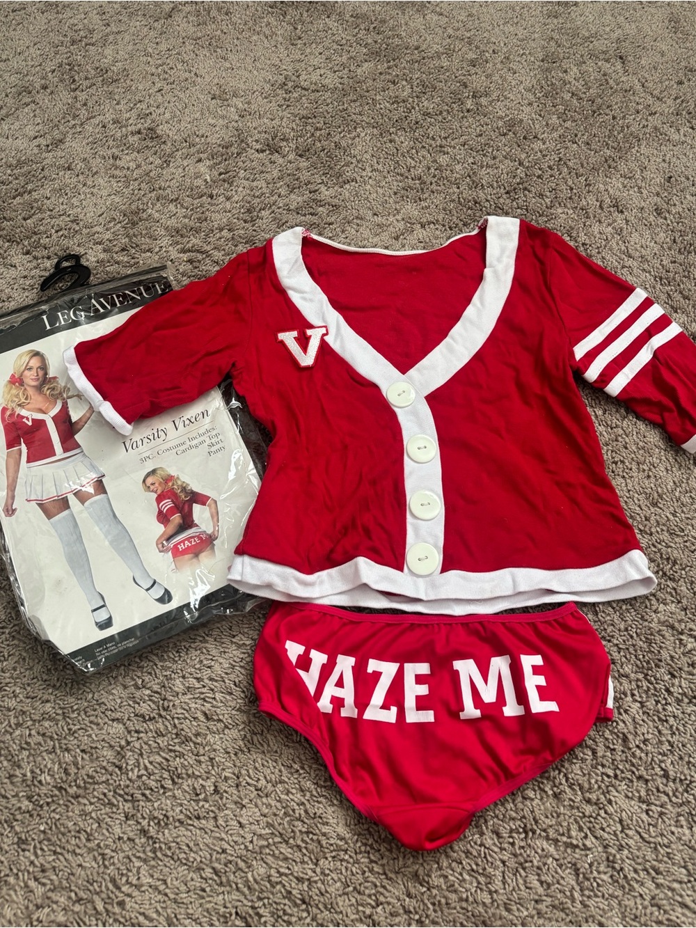 Leg Avenue Red and White Varsity Cheerleading Costume Set